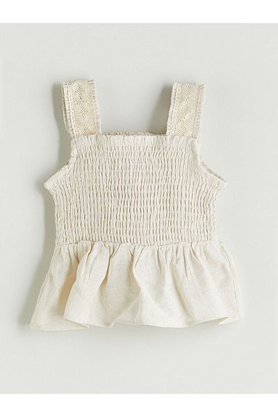 LC Waikiki Square Neck Girl's Blouse and Shorts 2 Pcs