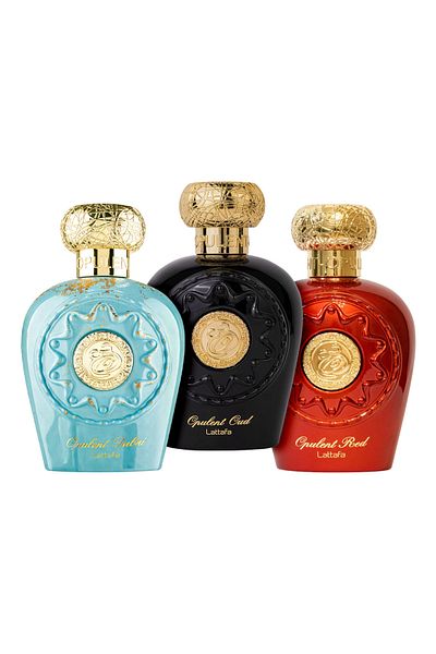 lattafa Συσκευασία 3 αρωμάτων, Opulent Dubai 100 ml, Opulent Oud 100 ml και Opulent Red 100 ml