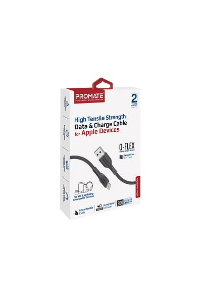 Promate Durable 10W USB-A to Lightning cable provides fast charging and 480Mbps data transfer
