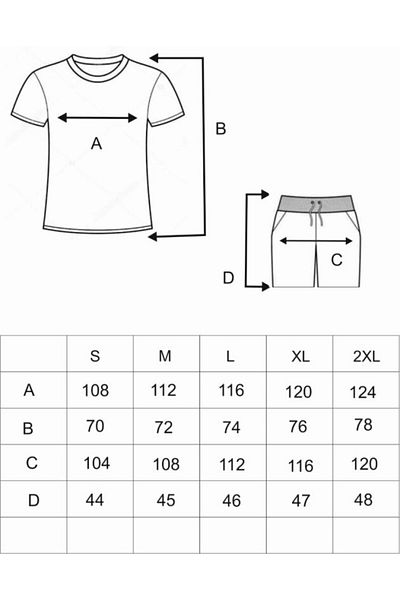 kam's Paris Printed Διπλό Σετ Σορτς-Τ-Shirt