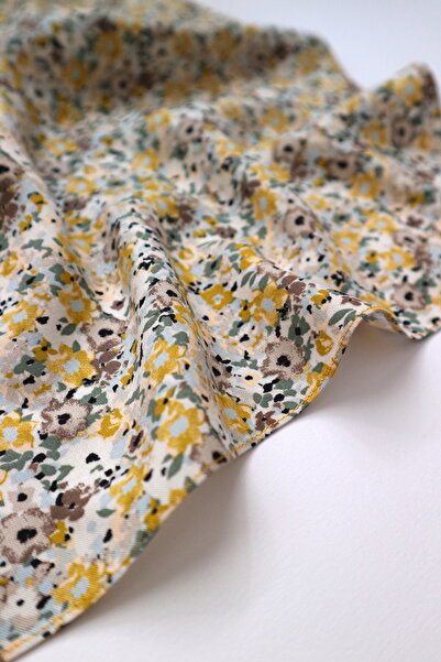 THE MOON Sarı Papatya Bahçesi Çiçek Desenli Pamuk Fular