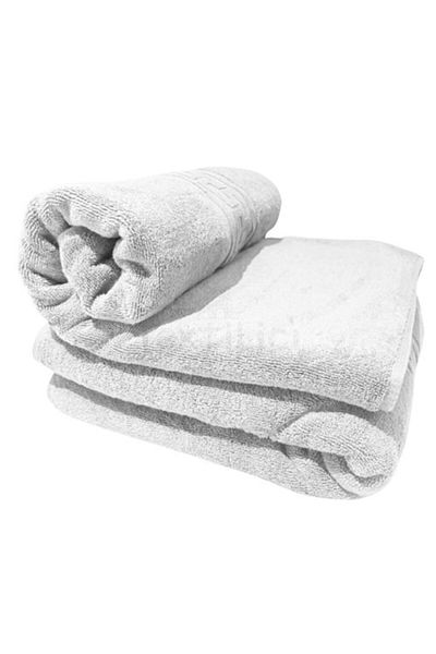 TextiLici Set 2 Prosoape 50x90 cm, Alb, 100% Bumbac, Fir Dublu