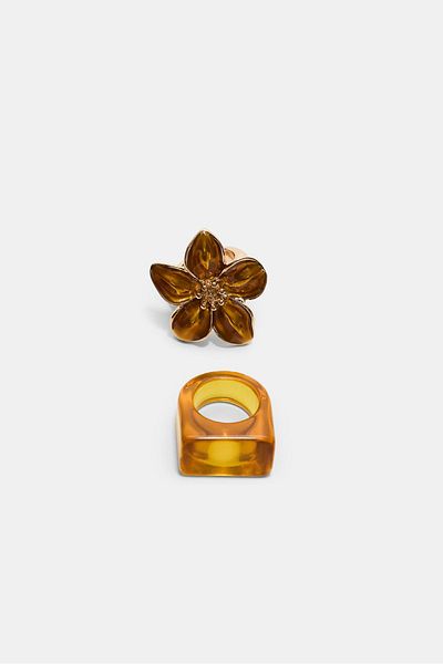 Stradivarius Set of 2 contrast flower rings
