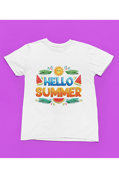 MAGORS STIL-X HELLO SUMMER TRIUC BICICLETA IMPRIMAT 100% BUMBAC FATA ALB, GAL...