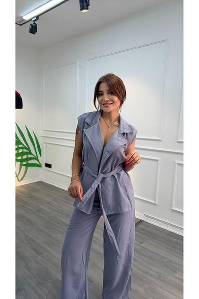 Daves 2-Piece Linen Pants Set-Gray