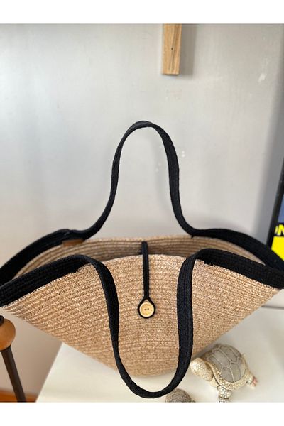 Bohemahomedecor ψάθινη τσάντα παραλίας καθημερινά