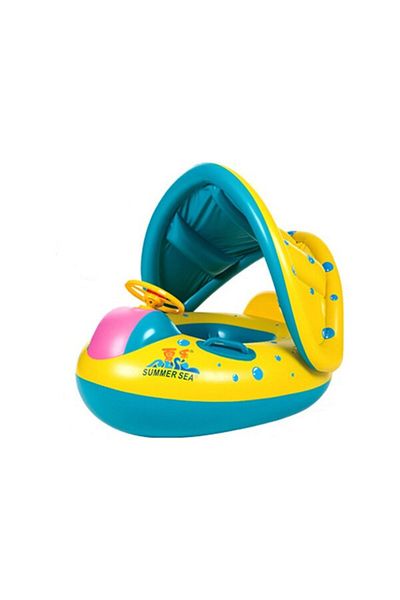 Leipae Pool and Sea Baby Swimming Ring with Steering Wheel, Sun Protection
