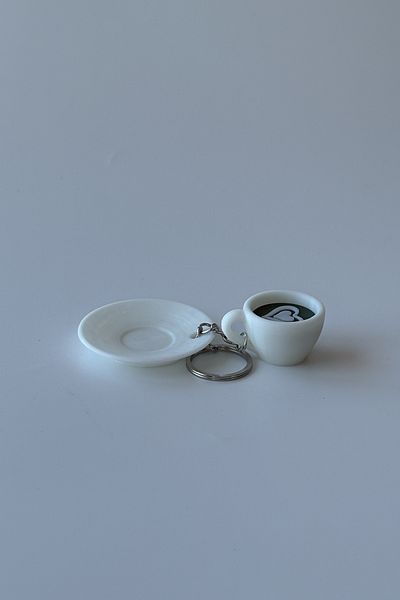 sin istanbul Matcha Latte Cup Silver Chain Keychain