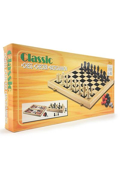 NiceLook Large wooden chess and backgammon board