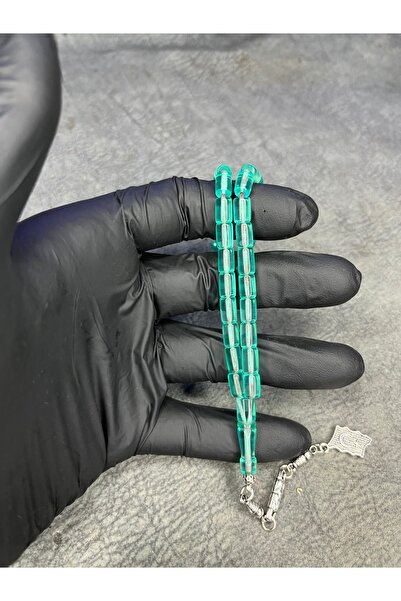 Mos Tespih Wrist Length Water Green Crimping Amber Prayer Beads