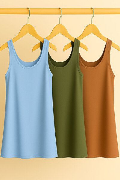 EFFE 3 Pieces A-Line Cotton Thick Strap Athlete T-Shirt