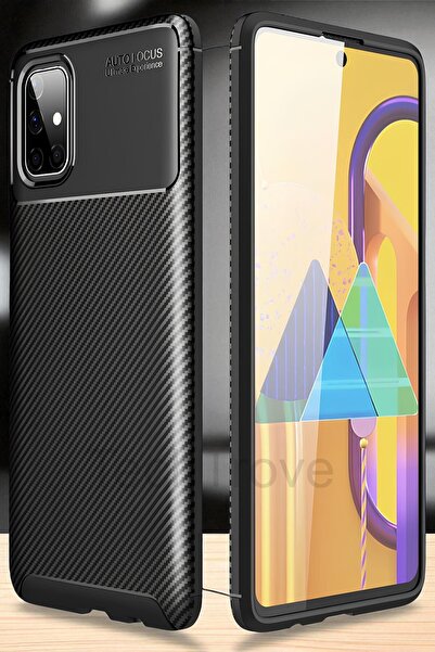 TechTrove Samsung Galaxy M51 Kılıf Kamera Korumalı Darbe Emici Karbon Fiber D...