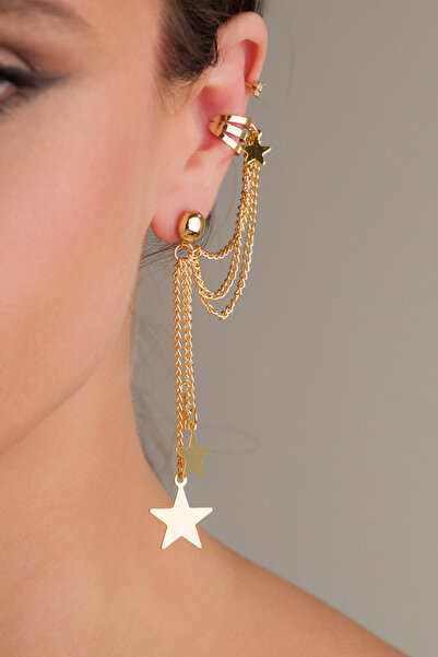 MRK Kadın Sallantılı Yıldızlı Earcuff Kıkırdak Küpe