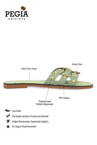 Pegia Genuine Leather Women's Slippers Dg6058