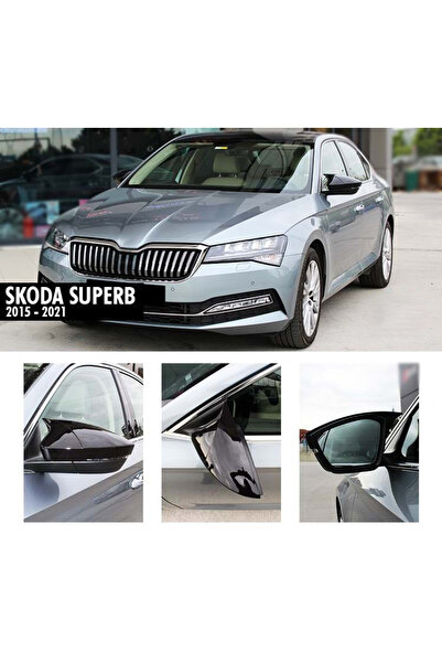 DELUXETUNING Capace oglinda compatibile cu SKODA SUPERB III 2015-2021 Negru l...