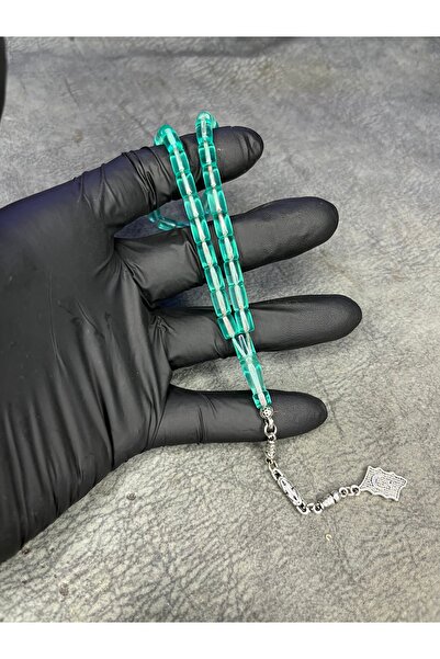 Mos Tespih Wrist Length Water Green Crimping Amber Prayer Beads