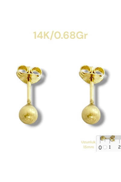 ALTINTARZ GOLD&ACCESORİES 14 Ayar 0.68 Gram Düz Top Küpe