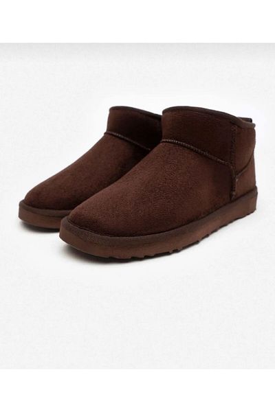 redtan Γυναικεία Bitter Brown Mini Suede Sheepskin Half Boots Flat Sole Γυναικεία παπούτσια