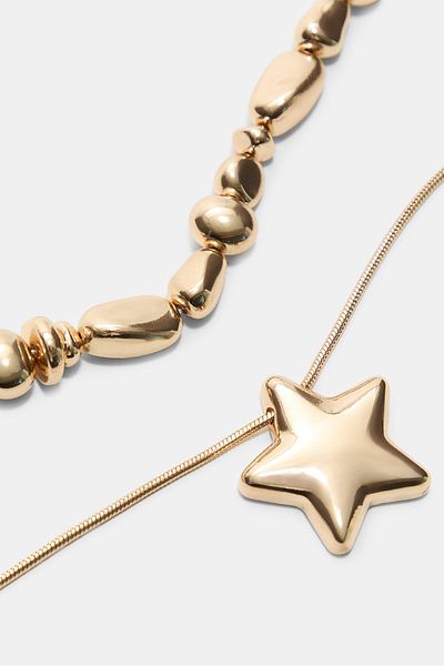 Stradivarius Set of 2 heart and charm necklaces