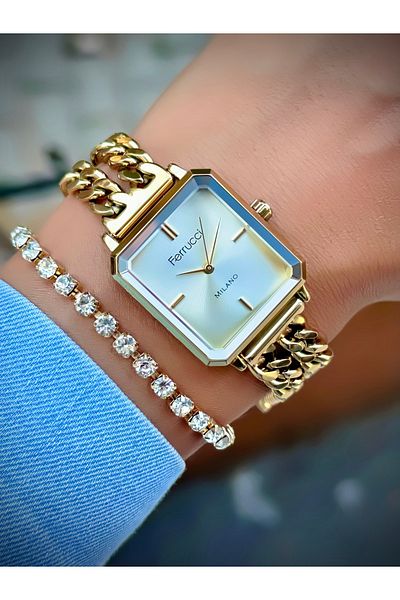 Ferrucci Women's Wristwatch Chain Cord 3 Atm Water Resistant Bracelet Design Watch with Gift