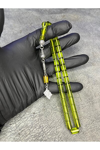 Mos Tespih Cut Green High-End Crimping Amber Prayer Beads