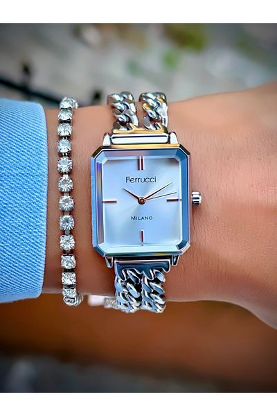 Ferrucci Women's Wristwatch Chain Cord 3 Atm Water Resistant Bracelet Design Watch with Gift