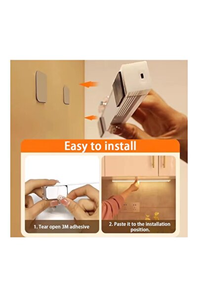 erşahaydınlatma 3 renk Şarjlı 50 Cm Pır Hareket Sensörlü Led Aydınlatma