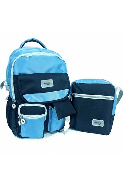 Nico Geantă de școală în stil coreean Rucsac pentru fete și băieți cu accesorii