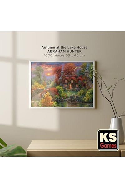 STOREMAX Games 1000 Piece Fall at the Lake House Puzzle Star Buy Bz 1087243