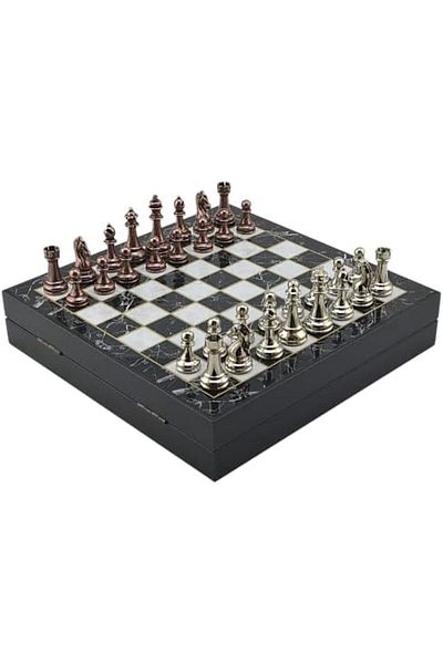 STOREMAX Large Size Metal Classic Chess Tk. Mdf Board with Antique and Marble Pattern Storage Box (36X36 Cm.) Sta.
