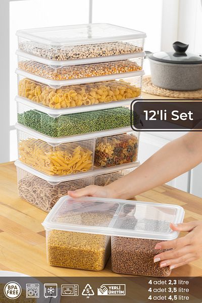 BRAMBLE LIFE 2.3 Lt - 3.5 Lt - 4.5 Lt 2 Compartment Rectangular Food Storage Container Set