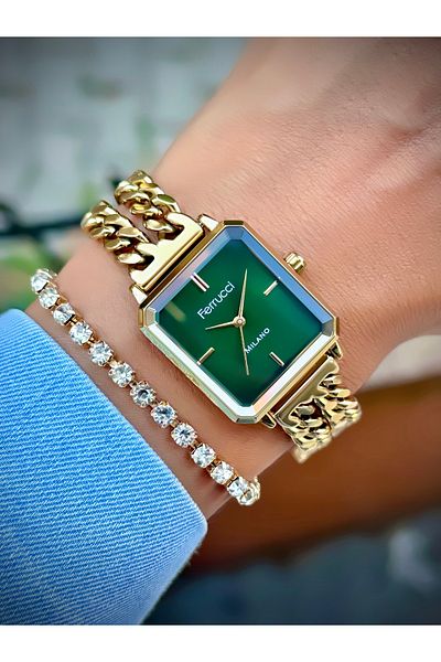 Ferrucci Women's Wristwatch Chain Cord 3 Atm Water Resistant Bracelet Design Watch with Gift