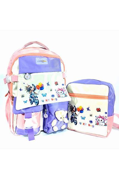Nico Geantă de școală pentru pisici în stil coreean cu accesorii Rucsac pentru fete și băieți
