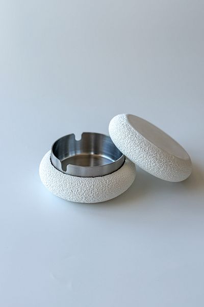 sin istanbul Textured Lid Steel Ash Tray White