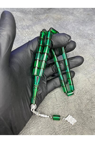 Mos Tespih Cut Green High-End Crimping Amber Prayer Beads