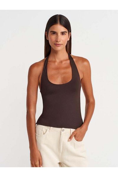 Dilvin 31753 Μπαλάκι Halter Neck Σκούρο Καφέ