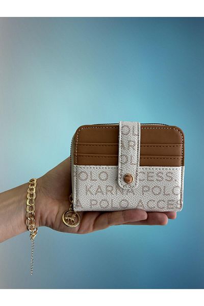 shiny ever Small Size Tan White Women's Wallet