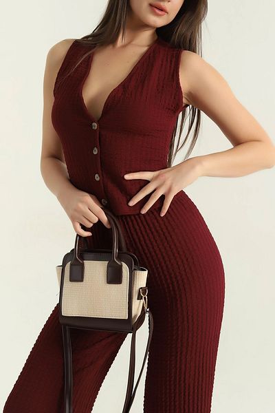 MILANOFOX Straw Look Leather Detailed Brown Women's Shoulder and Hand Bag – Summer & Stylish Mini Bag