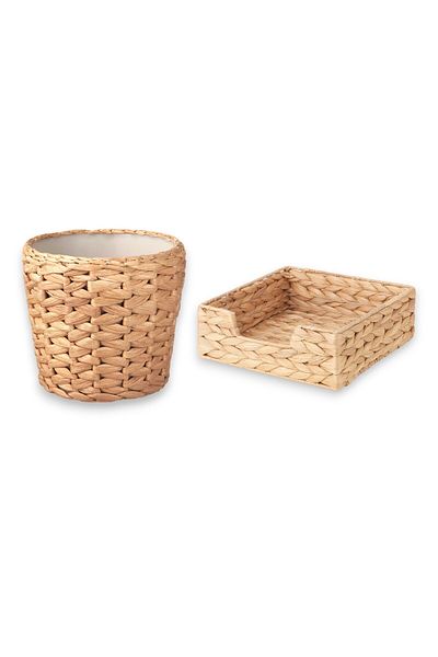 IKEA Water Hyacinth 12 cm Flower Pot and 18X18 cm Napkin Holder 2-Piece Table Top Decorative Set