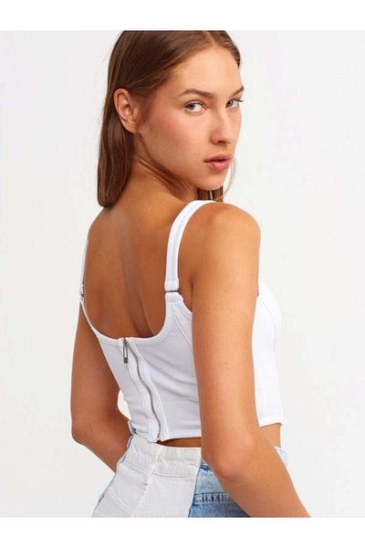Dilvin 3793 Corset Crop Bustier White