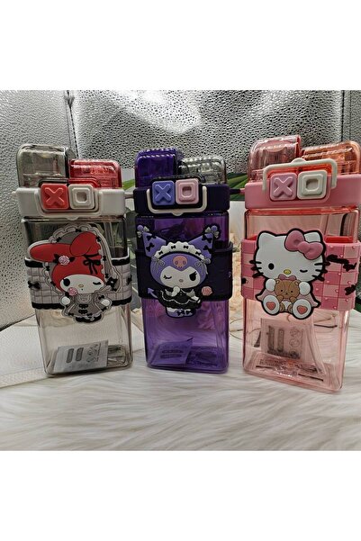 ada çanta kırtasiye My Melody Figured Sanrio Children's Water Bottle Flask 520ml Hanging Two Compartment Cover Plastic Ad15159