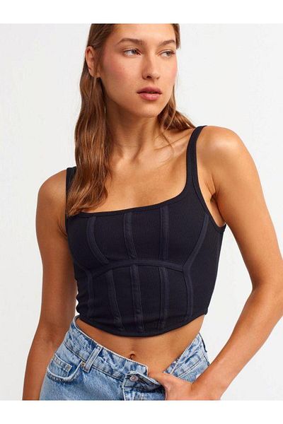 Dilvin 3793 Korzet Crop Bustier Black