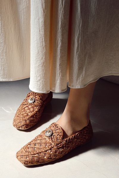 POLKA STORE Loafer de damă tricotat cu plasă de bază cu vârf pătrat Slipon Balerina Mary Jane