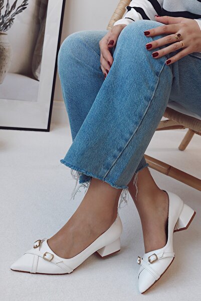 POLKA STORE Pantofi cu toc Mama pentru damă, cu vârf ascuțit și detaliu cu bandă încrucișată