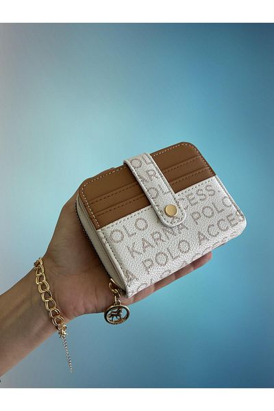 shiny ever Small Size Tan White Women's Wallet