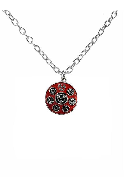 Herşey Nota Sasuke Uchiha Sharingan Necklace – Red Cosplay Unisex Metal Jewelry with 60cm Chain