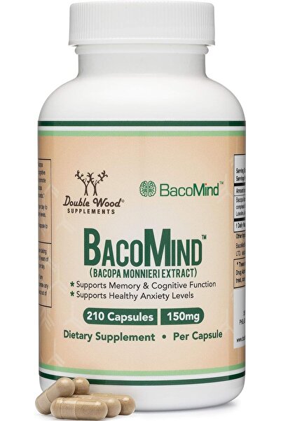 DOUBLE WOOD BacoMind Clinically Tested Bacopa 210 Vegan Caps Learning and Memory, Reduces Anxiety