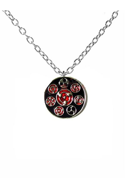 Herşey Nota Naruto Akatsuki Red Sharingan Necklace – Unisex Jewelry with Madara, Itachi, Sasuke Figures and 60 cm Chain