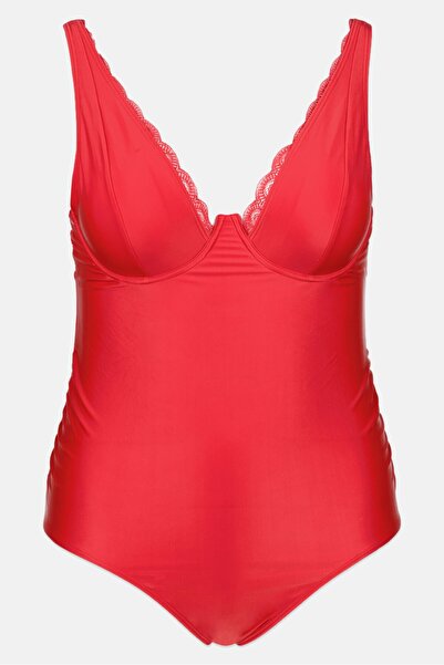 Wolf & Whistle Women Solid One Piece Swimwear, Red