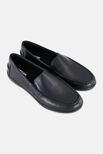 Geox Men Leitan E Leather Loafer Shoes, Black